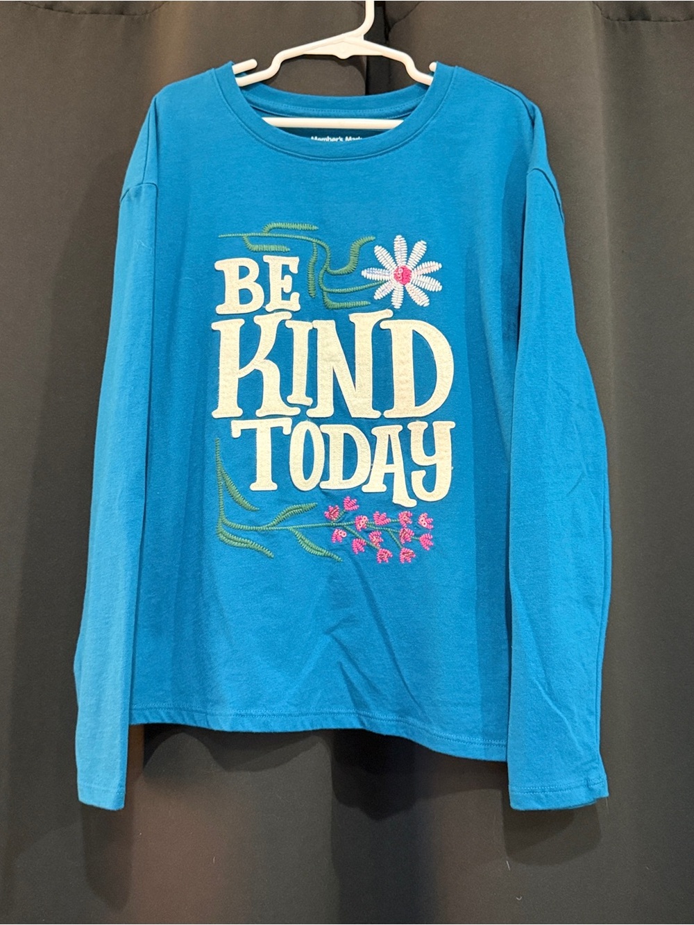 Be Kind Today Long-Sleeve Graphic Tee - Turquoise